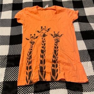 Orange Giraffe Print Women's Tee